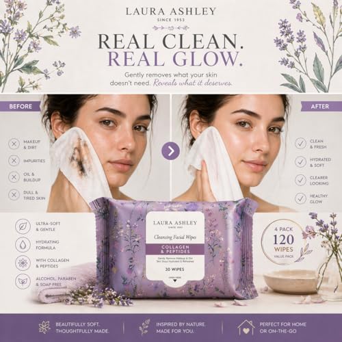 Laura Ashley 4-Pack Makeup Remover Wipes - 120 Pieces