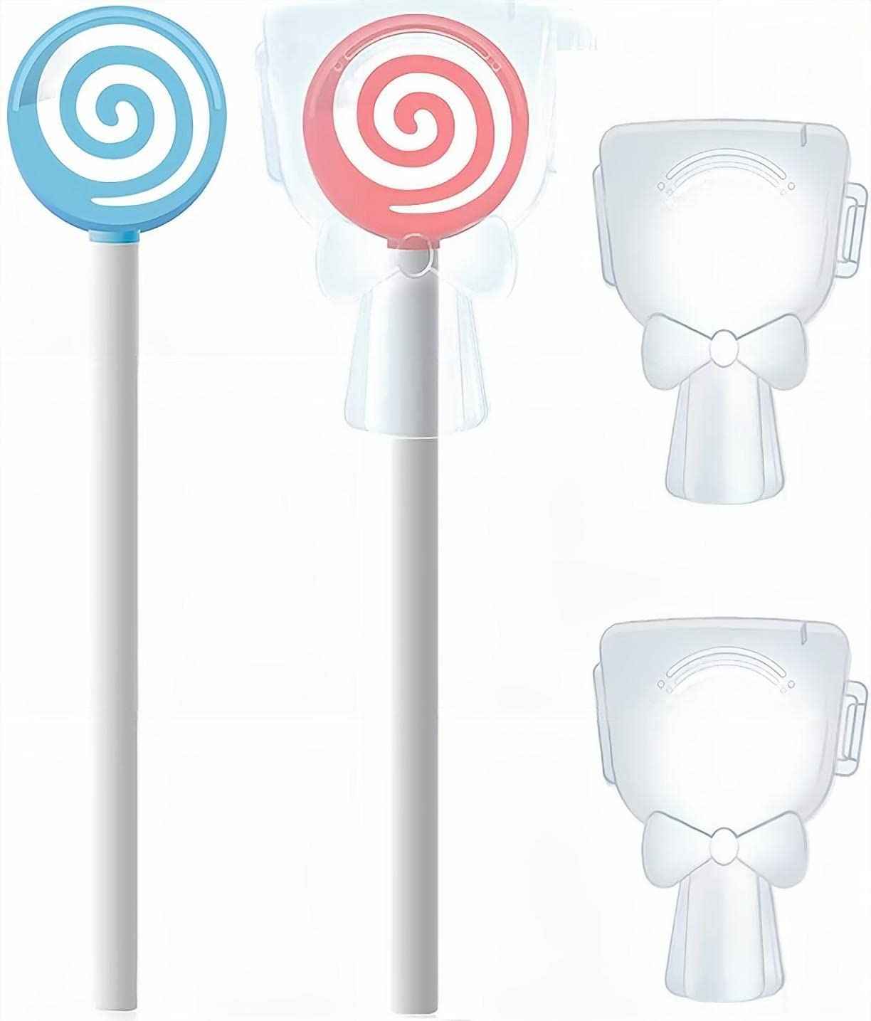 Y-Kelin Kids Tongue Scraper for Ages 2-8, 100% BPA-Free Silicone Cleaner – Cute Lollipop with Easy-to-Grasp Handles and Smiley Covers, Helps Freshen Bad Breath, Pack of 2
