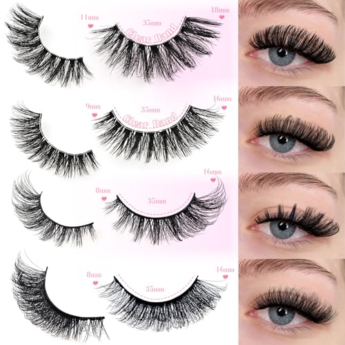 FARRED 20 Pairs Wispy Cat Eye False Eyelashes - Fluffy Mink Lashes