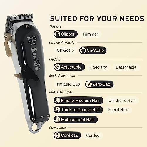 Wahl Professional 5 Star Cordless Senior Clipper with 70 Minute Run Time for Professional Barbers and Stylists