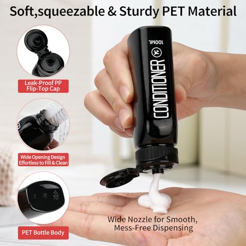 Cosywell TSA Approved Travel Bottles Set - 10PCS, 100ml Shampoo, Conditioner, Body Wash