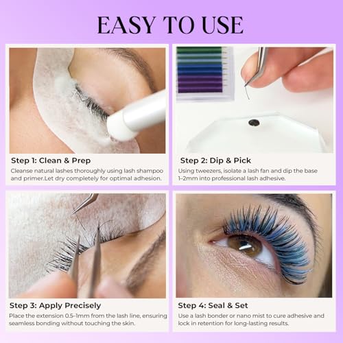 Mink Lash Extensions C Curl 0.07mm, 8-15mm Length, 16 Row Professional Tray