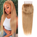Isufer 8 Inch Honey Blonde #27 Lace Front Closure Pre Plucked Brazilian Virgin Hair Straight