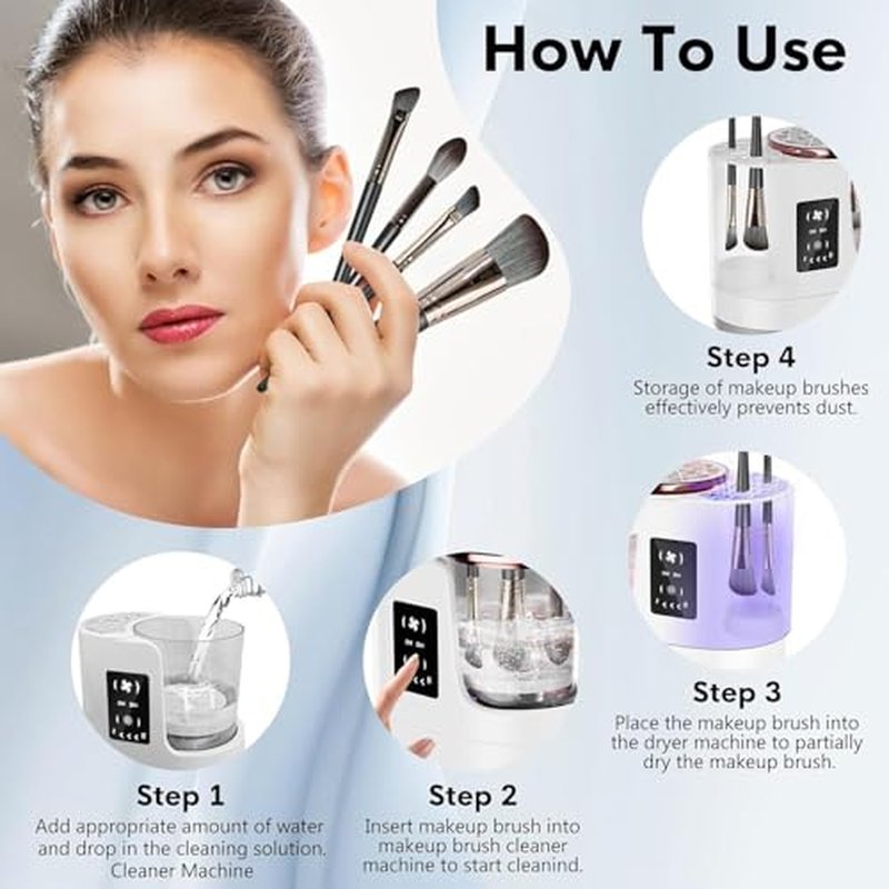 Electric Makeup Brush Cleaner & Dryer - 3-in-1 Tool for All Brushes