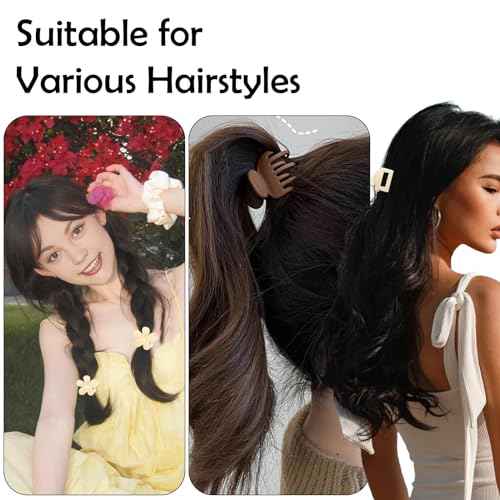 18Pcs Medium Hair Clips for Women Girls - Matte Love, Triangle, Ribbon and Semicircle Styles for Thin/Thick Hair, Cute Nonslip Accessories (White, Brown, Black)