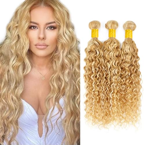Blonde 27/613 Water Wave Human Hair Bundles 30-34 Inch - WuvuSnm
