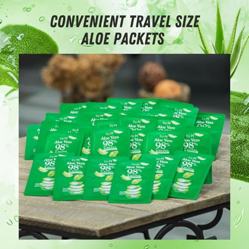 by.H Organic Aloe Vera Bulk Soothing Gel-Natural Moisturizer for Skin [90 PCS], Hair, Effective for Sunburns, Razor Burns, Gentle, Non-Greasy, Skincare [Made in Korea] Pouch - (3 Packs of 30 PCS)