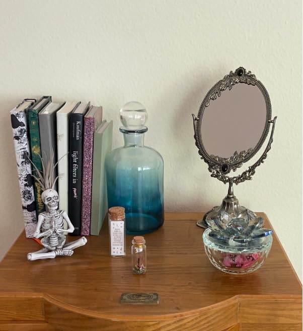 Feyarl Vintage Oval Makeup Mirror - Double Sided Floral Tabletop