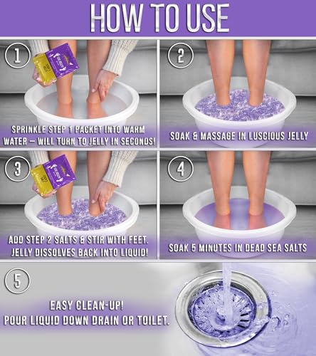 Lavender Jelly Pedicure Foot Soak Set (3 Pack) - Hydrating Spa Foot Gel