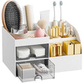 Makeup Organizer with 2 Drawers & 5 Compartments - White
