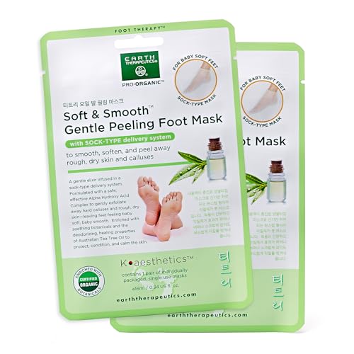 Earth Therapeutics Gentle Peeling Foot Mask - Soft & Smooth (2 Pairs)