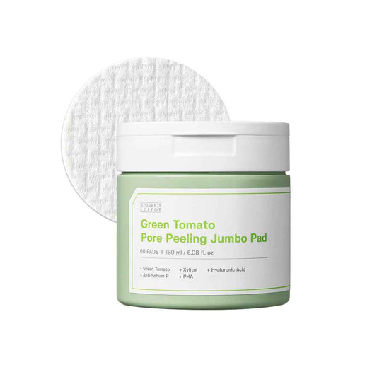 SUNGBOON EDITOR Green Tomato Pore Peeling Pad 60 Sheets | Exfoliating PHA Toner Pads with Green Tomato & Hyaluronic Acid | Pore Minimizer for Face | Korean Skincare