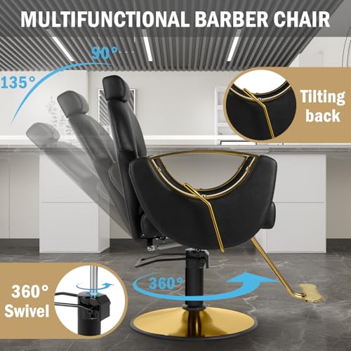Salon Chair with Hydraulic Pump, 360 Swivel Barber Styling