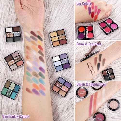 Makeup Kit for Teen Girls & Women Full Kit, Beauty Train Case with Starter Cosmetic Set, Make Up Christmas Gift Box with Eyeshadow,Lipgloss,Highlighter,Blush,Lip&Eye Pencils,Brush & More(Purple)