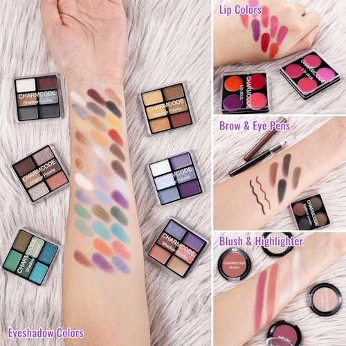 CHARMCODE Makeup Kit with Train Case – Full Beauty Set for Women