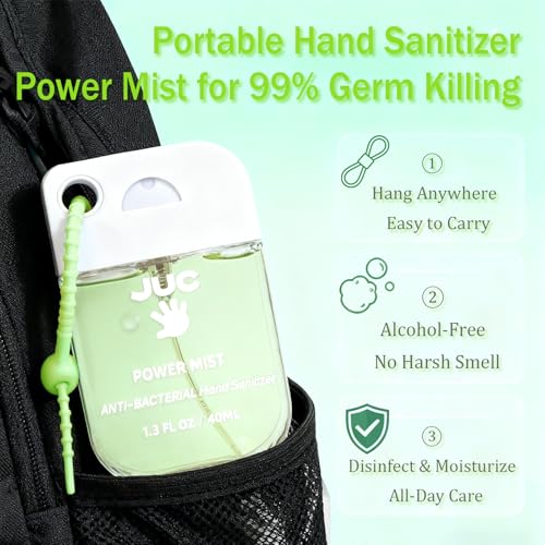 JUC Power Mist Hand Sanitizer Spray 3-Pack with Keychain