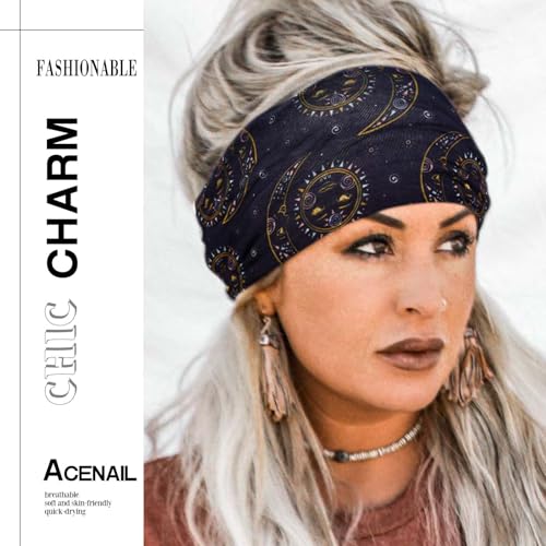Boho Wide Headbands for Women, 4-Pack Floral Turban Head Wraps