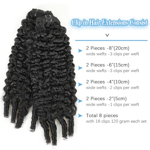 Burmese Curly Clip-In Hair Extensions 20" 120g #1B Natural Black