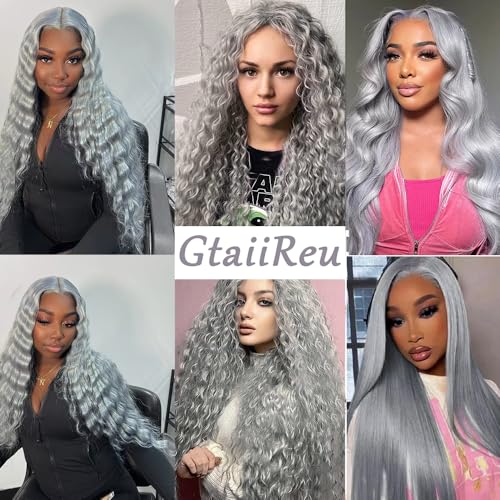 Gray Deep Wave Hair Bundles - 28, 30, 32 Inch Unprocessed Brazilian Virgin Hair - 3 Pack