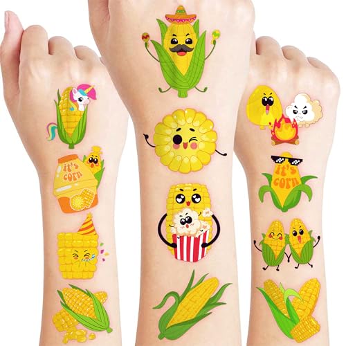 96 PCS Corn Temporary Tattoos for Kids - Party Favors