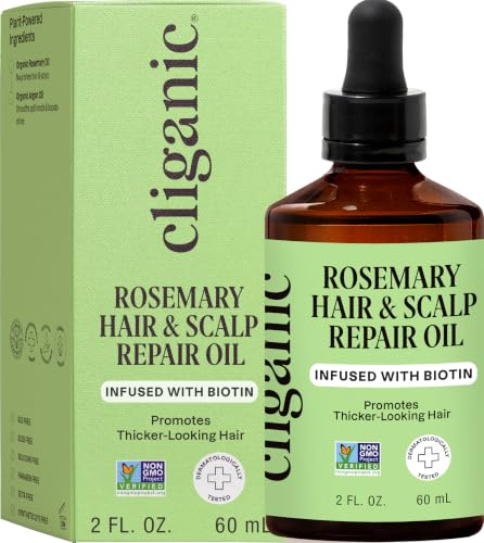 Cliganic Rosemary Oil for Hair & Scalp with Biotin & Jojoba - 2 Fl Oz