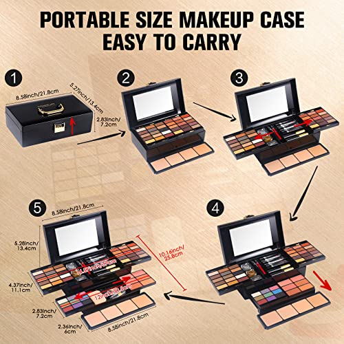 Professional 58-Color Makeup Kit with Mirror & Applicators