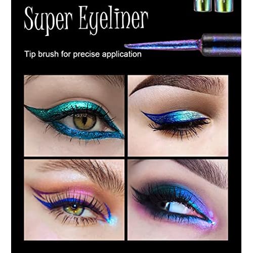 Mysense Chameleon Liquid Glitter Eyeliner, Metallic Satin Eyeliner Liquid Liner Multi-Reflective Sparkle Finish, Smudge-proof Long-lasting Glitter Eye Shadow Makeup, #01 Gold