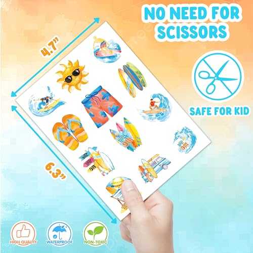 96-Piece Surf Temporary Tattoos Stickers - 1st Birthday Party Favors