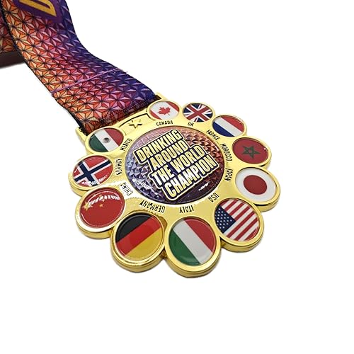 Drinking Around the World Challenge Medal with Tattoos ? Celebrate Your Global Epcot Adventure in Style!
