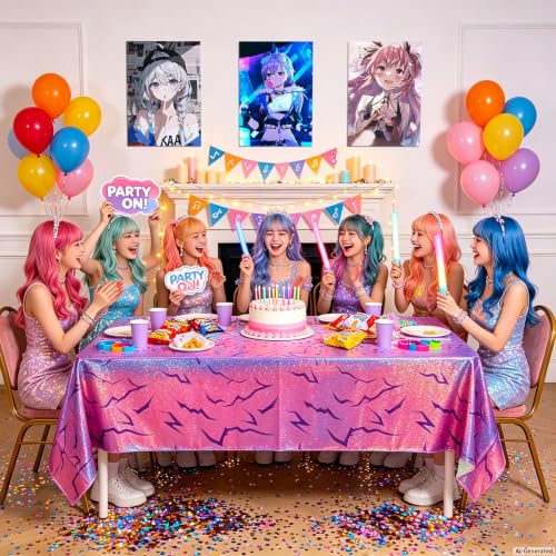 Demon Hunters Birthday Tablecloth 108x54in Holographic