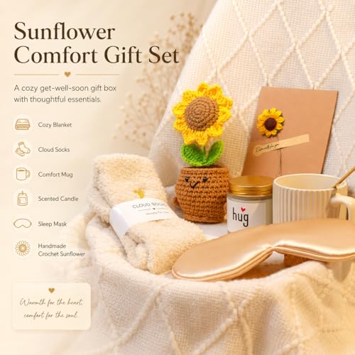 Sunflower Care Package Gift Set for Women – 8-Piece Comfort Basket