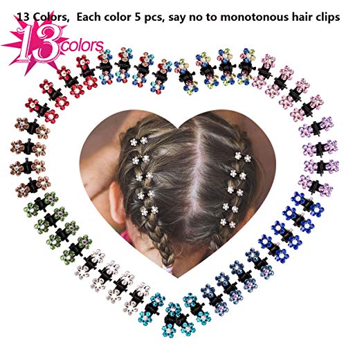 Mini Glitter Rhinestone Hair Clips No-Slip Grip 65 pcs for Women & Girls