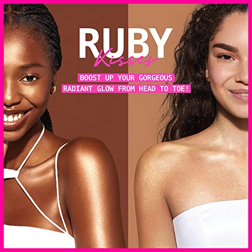 Ruby Kisses Radiant Drops, Shimmer Liquid Highlighter Makeup, Smooth Illuminator for Face Body, Natural Glow Dewiness Glitter for Skin (Champange)