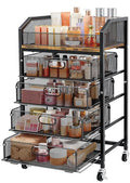 SUNALLY Rolling Makeup Organizer Cart with 4 Drawers - Black