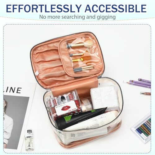 Makeup Bag Toiletry Bag for Women Large Capacity Transparent Makeup Bag Travel Bag for Toiletries Waterproof, Portable, Open Plan Design, Essential for Travel(blcak)