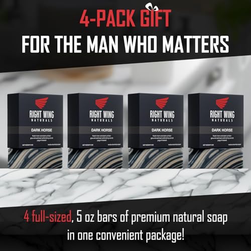 Right Wing Naturals Bar Soap Gift Set for Men | Handcrafted Cold-Pressed | Handmade Organic Soap for Men | Most Popular Flavors | Natural Scented Men¡¯s Bar Soap| Pack of 4 Bars