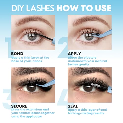 5D Fluffy Cluster Lashes Extensions Kit – 240pcs, Bond & Seal