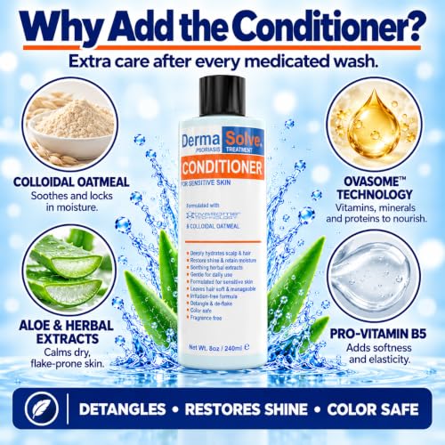 DermaSolve Medicated Scalp Shampoo & Conditioner Set for Psoriasis, Dandruff, Flaky Scalp - 8oz Pack of 2