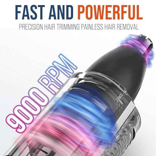 7AM2M Personal Care Electric Nose and Ear Hair Trimmer ? Rechargeable, 9000 RPM High-Speed Precision Cutting, Detachable Washable Blade, Portable Design Black