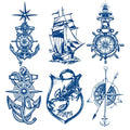 6 Sheets Semi Permanent Fake Waterproof Arm Temporary Tattoo Stickers Long Lasts 1-2 Weeks, Ship Boat Anchor Rope Compass Scorpion Lighthouse Sailor Sea Arrow Natural Fading