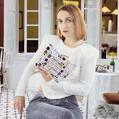 G2TUP Fly Safe Gift For Traveler Cosmetic Bag Flight Attendant Traveler Pouch Aviation Grad Toiletry Bag (Fly Safe New)