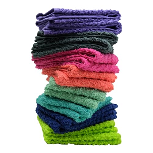 ZUPERIA Zigzag Washcloths 16 Pack - 12x12 Soft Cotton