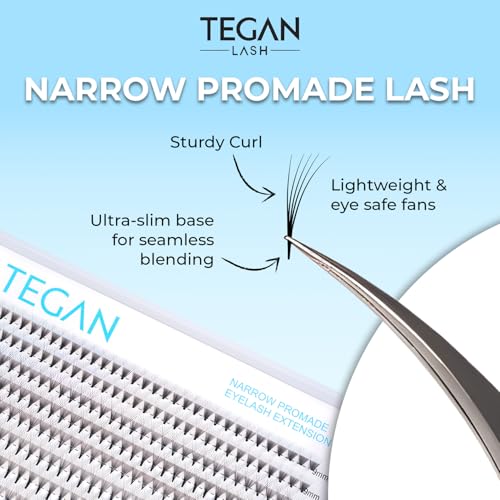 TEGAN LASH 3D-10D Premade Lash Fans, 0.07 Thin Base, CC Curl
