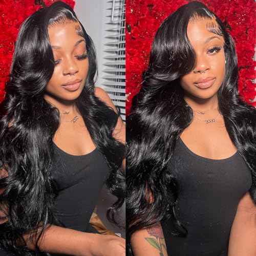 ABALON 13x6 Body Wave Lace Front Wigs Human Hair 200% Density 26 Inch HD Lace Frontal Wigs Human Hair Pre Plucked Body Wave Wig Glueless Wigs for Women Brazilian Virgin Human Wigs