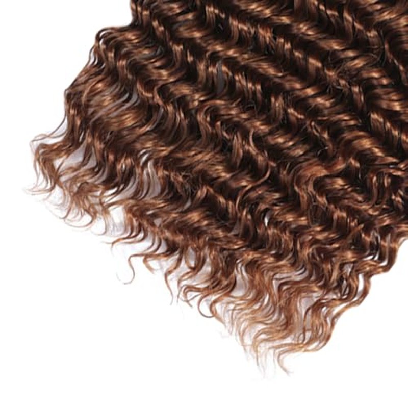 #30 Brown Deep Wave Human Hair Bundles 22 24 26 Inch