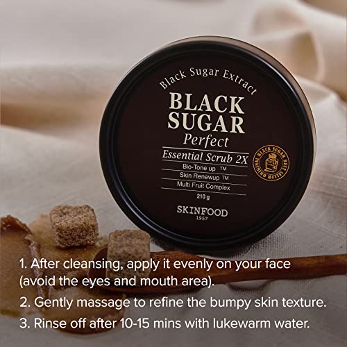 SKIN FOOD Black Sugar Mask Wash Off 4.05 fl. oz.(120g) - Black Sugar Scrub - Sugar Face Scrub to Hydrate and Nourish the Skin - Exfoliating Sugar Scrub - Facial Mask Wash Off Sugar Scrub