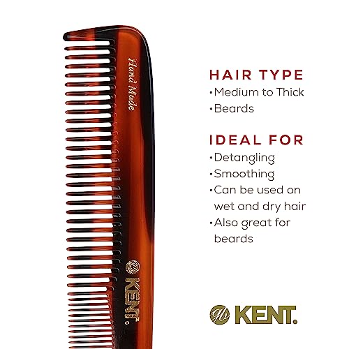 Kent 9T Tortoiseshell Comb - Handmade Fine & Wide Tooth