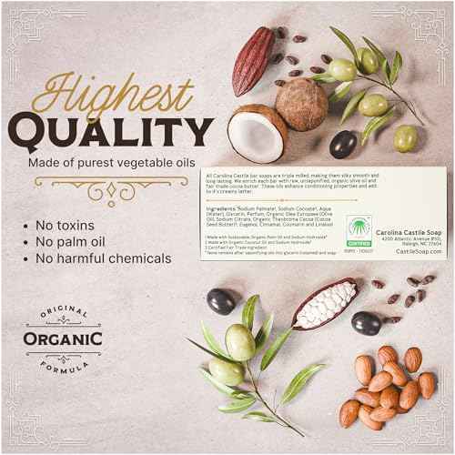 Body Wash Castile Soap Bar for Sensitive Skin ? Long Lasting Natural Bar Soap for Men w/Olive Oil and Cocoa Butter - Vegan Tobacco Vanilla Scented by Carolina Castile, 5 oz Each