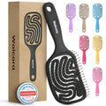 Walcora Black Detangler Brush for Wet & Dry Hair - Pain-Free, Gentle Hairbrush for Women, Men & Kids
