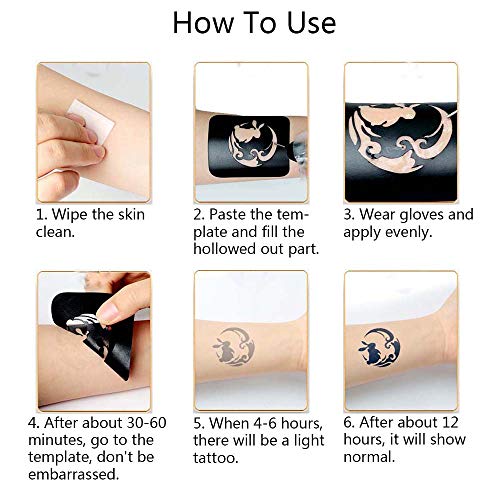 20 Sheets Temporary Tattoo Stencil Kit - Self-Adhesive Body Art Templates
